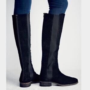 Free People Callow Black Leather Distressed Boot 36